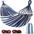 Canvas Double Hammock | Anti-Roll Swing Bed with Wooden Spreaders for Camping & Outdoors 0