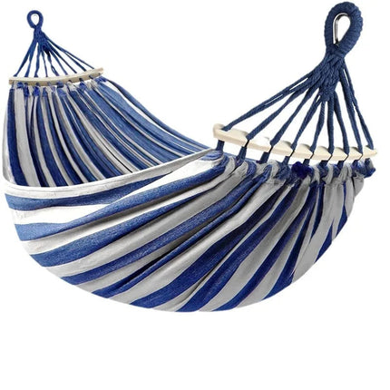 Canvas Double Hammock | Anti-Roll Swing Bed with Wooden Spreaders for Camping & Outdoors 5