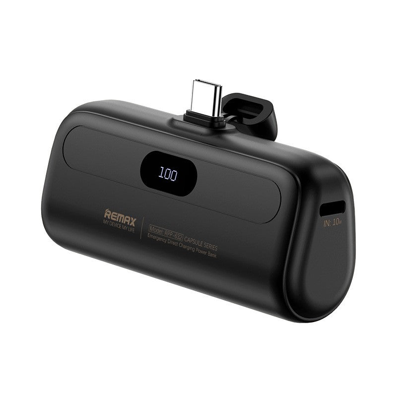Capsule Power Bank 5000mAh — Industrial Style, Apple & USB-C 3