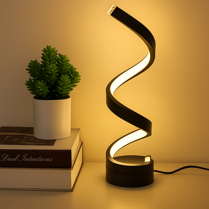 LED Table Lamp – Modern Spiral Design with Dimmable Lighting for Stylish Interiors