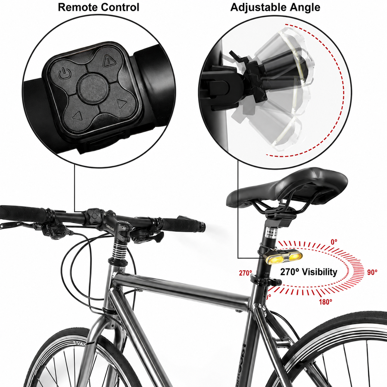 Bike Rear Light with Indicators – Wireless Remote, USB Rechargeable