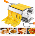 Pasta Maker Machine – Manual Stainless Steel Roller with 6 Thickness Settings and Dual Cutter