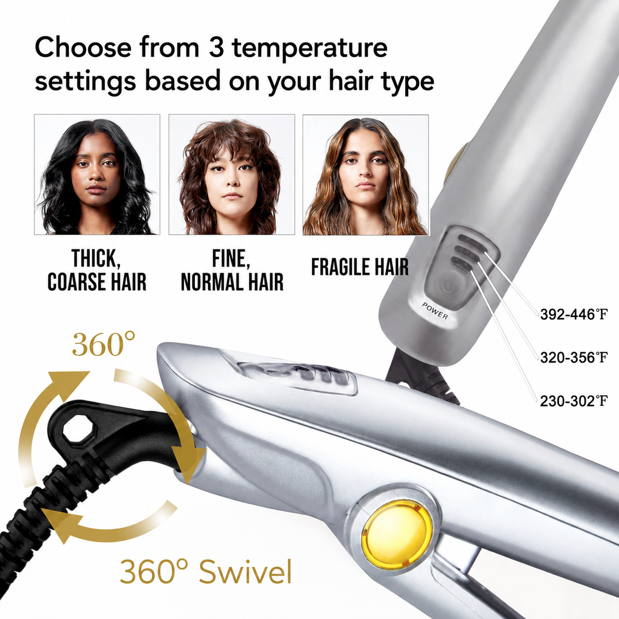 Rotating Hair Styler – 2-in-1 Ceramic Curling Iron and Straightener