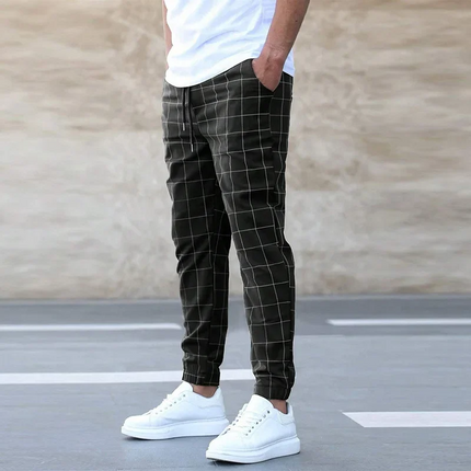 Checkered Jogger Pants for Men - Tapered Fit, Cotton-Blend Sweatpants 3
