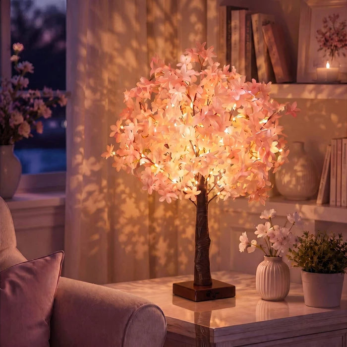 Cherry Blossom Tree Lamp – Tabletop Blossom Branches with Twinkling Lights