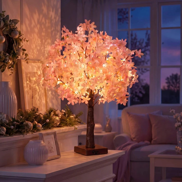 Cherry Blossom Tree Lamp – Tabletop Blossom Branches with Twinkling Lights