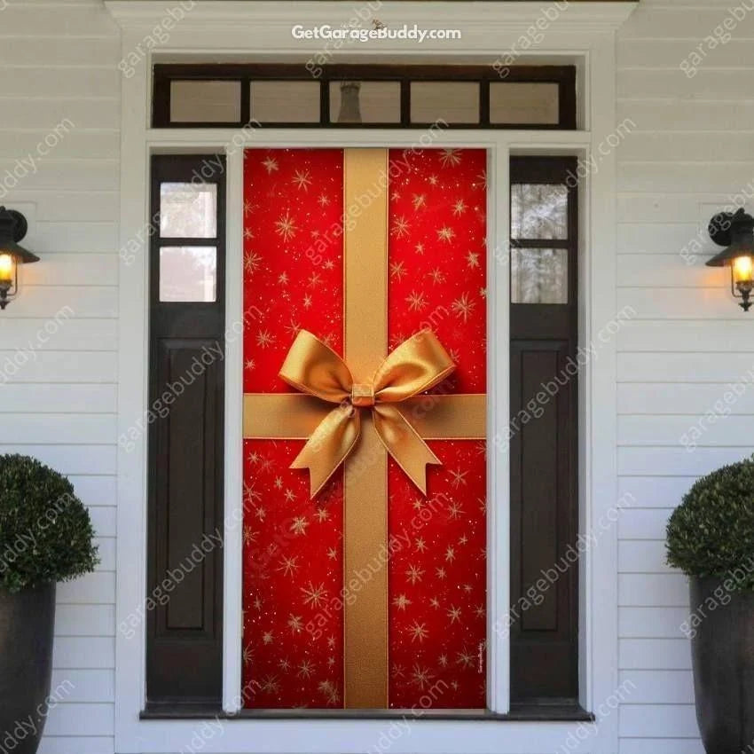 Christmas Door Cover – Festive Gift Wrap Design for Outdoor Holiday Decoration 5