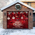Christmas Garage Door Cover with Red Ornaments and Holiday Greeting 0