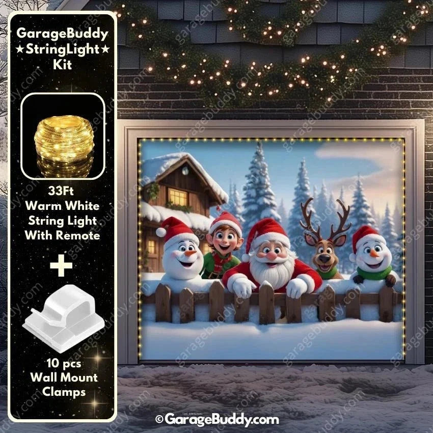 Christmas Garage Door Cover with Santa, Elf, Rudolph & Snowmen - Holiday Decoration 7