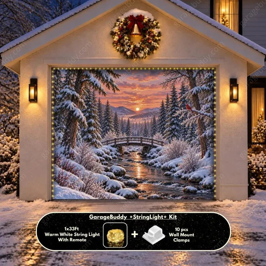 Christmas Garage Door Cover with Winter Scene, Easy Installation, Holiday Decor 7