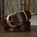 Classic Handcrafted Leather Belt for Men with Brass Buckle - Durable & Stylish 0