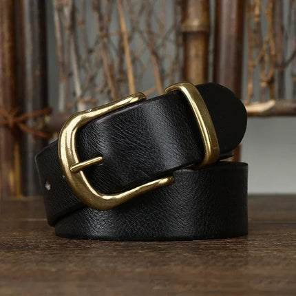 Classic Handcrafted Leather Belt for Men with Brass Buckle - Durable & Stylish 3