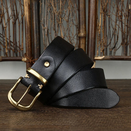 Classic Handcrafted Leather Belt for Men with Brass Buckle - Durable & Stylish 5