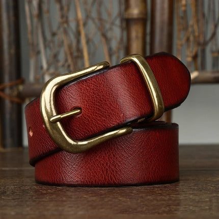 Classic Handcrafted Leather Belt for Men with Brass Buckle - Durable & Stylish 6