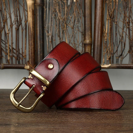 Classic Handcrafted Leather Belt for Men with Brass Buckle - Durable & Stylish 8