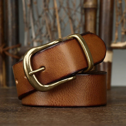 Classic Handcrafted Leather Belt for Men with Brass Buckle - Durable & Stylish 9
