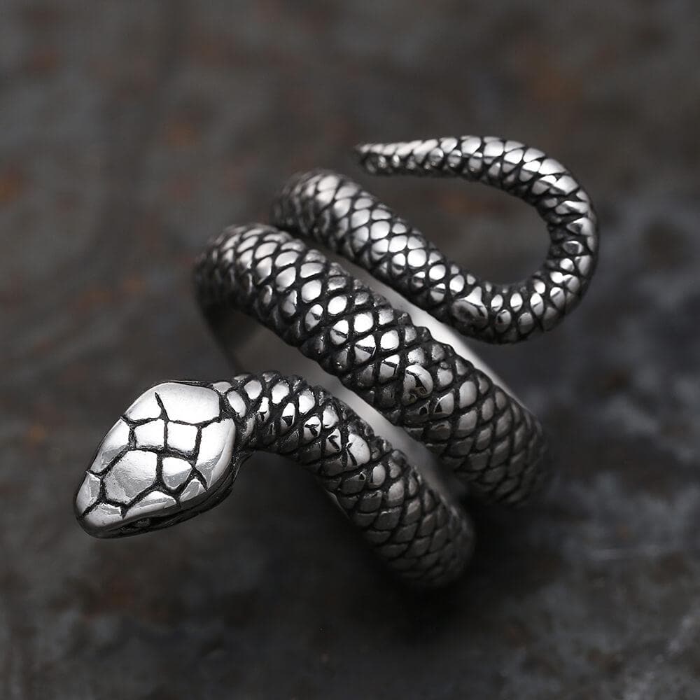 Coiled Snake Stainless Steel Ring 0