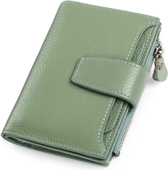 Compact Genuine Leather Wallet with RFID Protection, 14 Card Slots, Multi-Pocket Design 1
