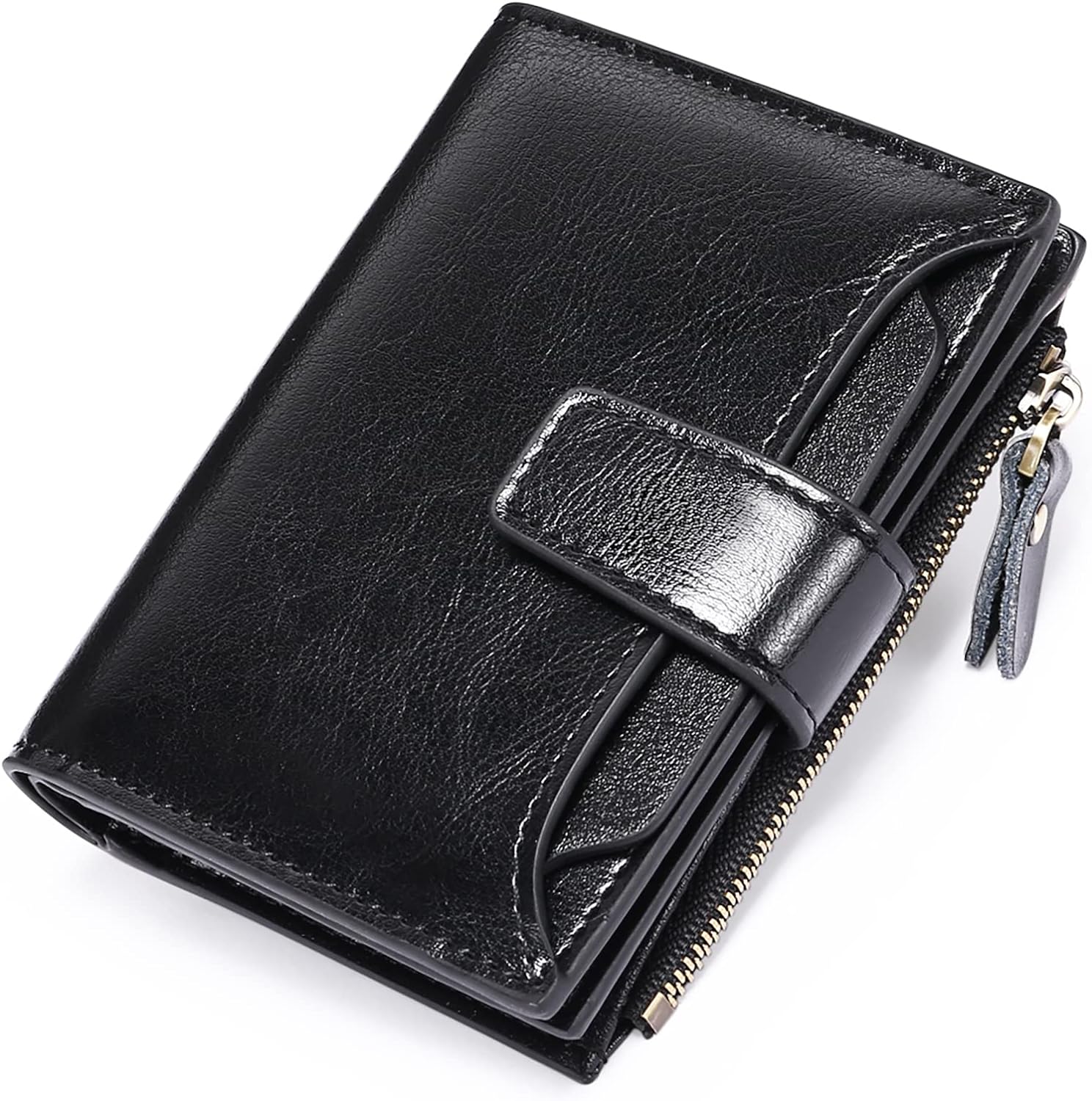 Compact Genuine Leather Wallet with RFID Protection, 14 Card Slots, Multi-Pocket Design 3