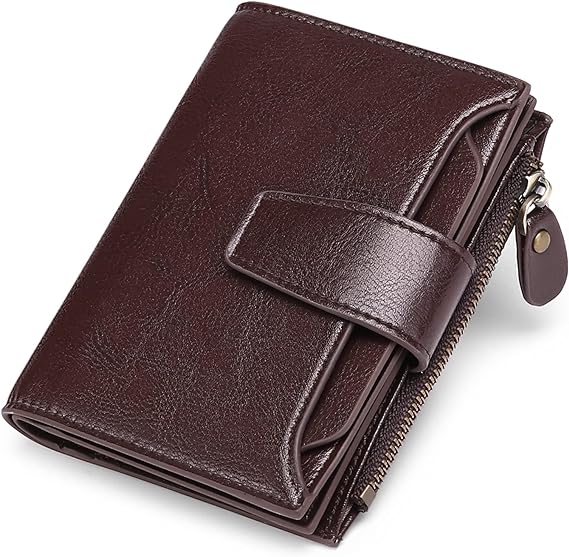 Compact Genuine Leather Wallet with RFID Protection, 14 Card Slots, Multi-Pocket Design 6
