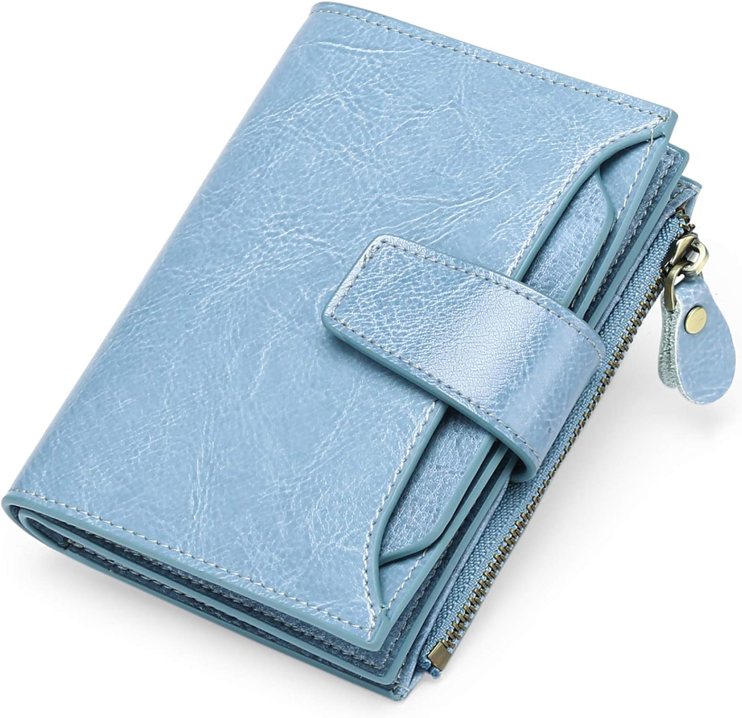 Compact Genuine Leather Wallet with RFID Protection, 14 Card Slots, Multi-Pocket Design 8
