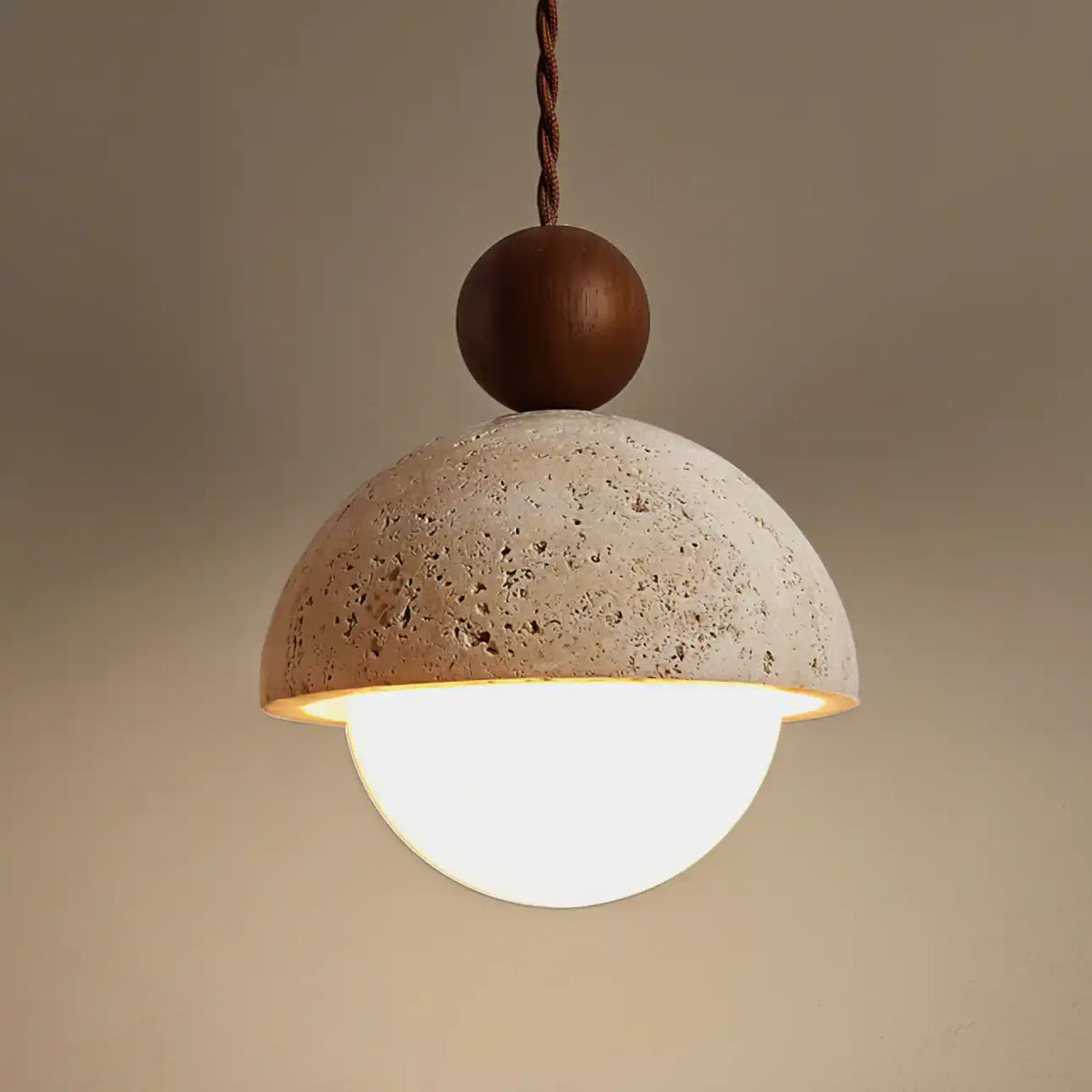 Coraline Retro Wabi-Sabi Travertine Stone Dome Pendant Light 7