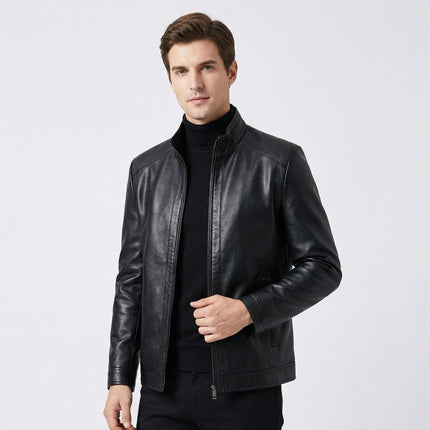 Men’s Warm Lined Jacket – Zip-Up Stand Collar for Cold Weather Wear