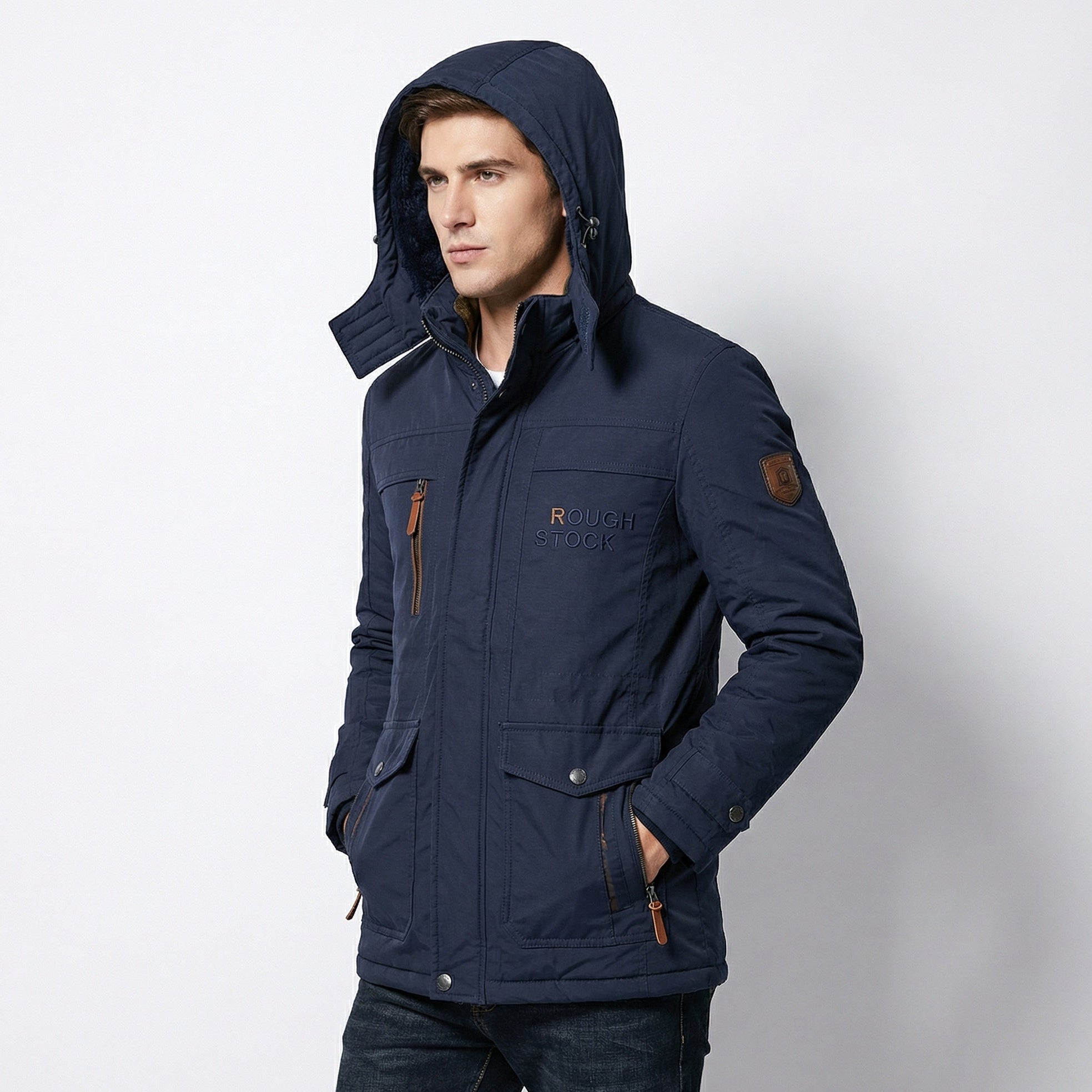 Men’s Padded Parka Winter Jacket – Windproof Design & Detachable Hood
