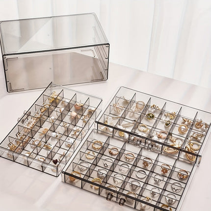 Jewelry Organizer – 3-Layer Storage Box with 72 Compartments & Clear Protective Lid