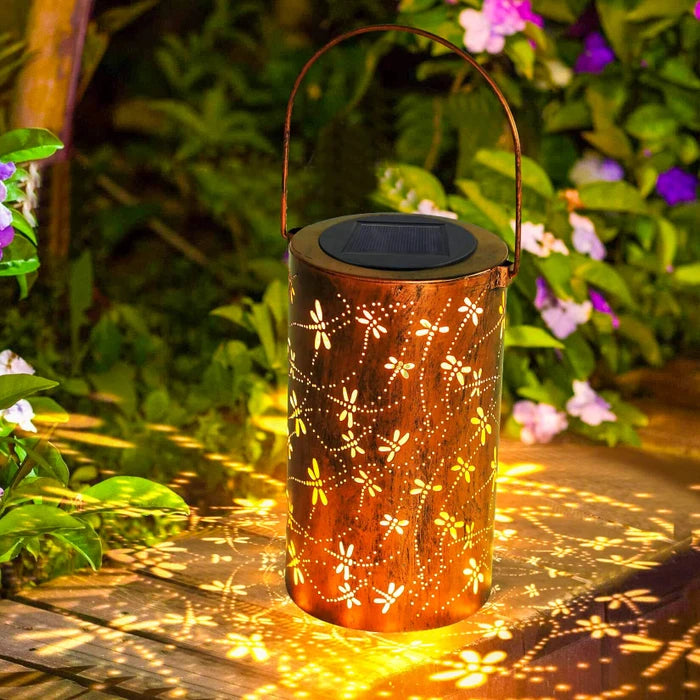 Solar Dragonfly Lantern – Portable Garden Light With Patterned Glow and Shadows
