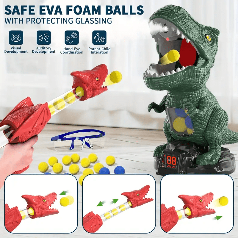 DINOPOP BLASTER – Dinosaurusschietspel voor kinderen met zachte schuimrubberen ballen en een schietbord. 4