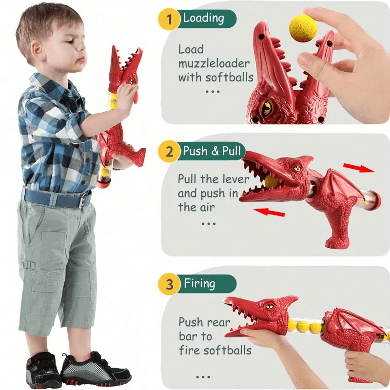 DINOPOP BLASTER – Dinosaurusschietspel voor kinderen met zachte schuimrubberen ballen en een schietbord. 6