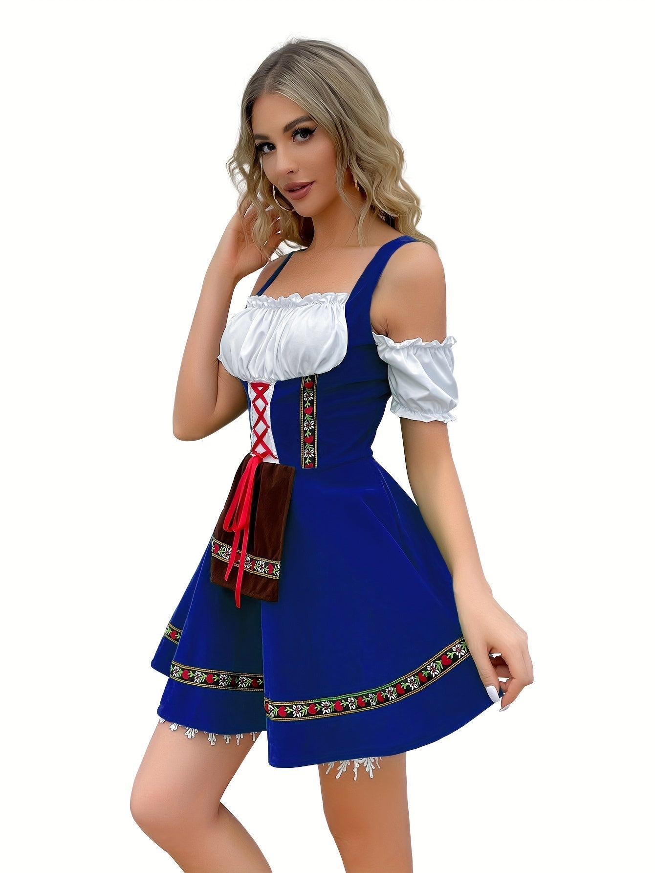 LieblichTracht – Schoudervrij Katoenen Dirndl – Elegant voor Wiesn & Feesten