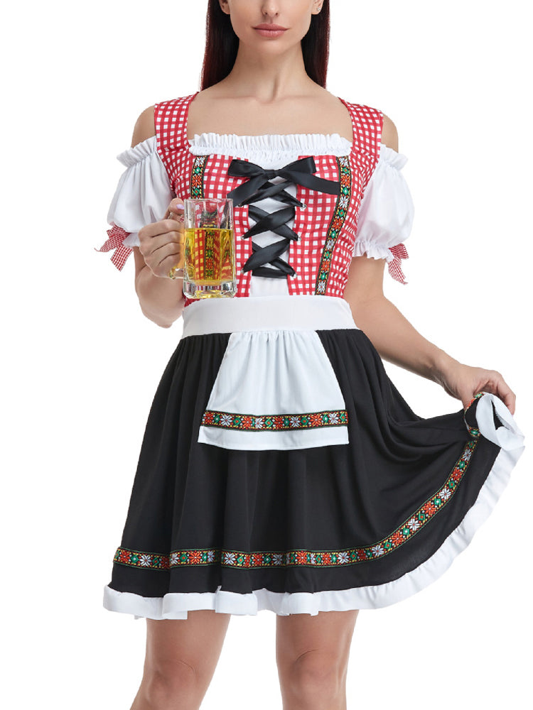 HerzTracht – Dames Dirndl-Set van Katoen met Blouse & Schort – Klassiek