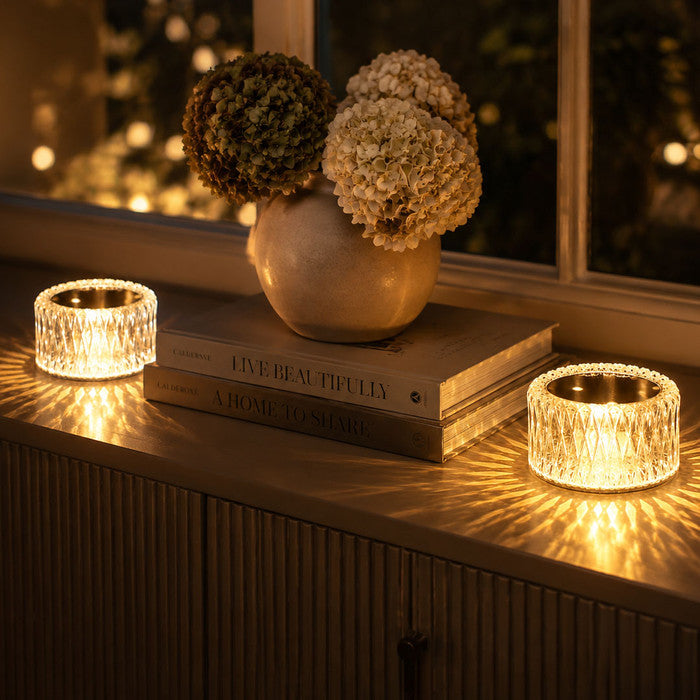 Crystal Diamond Table Lamp – Faceted Accent Light with Three Light Modes