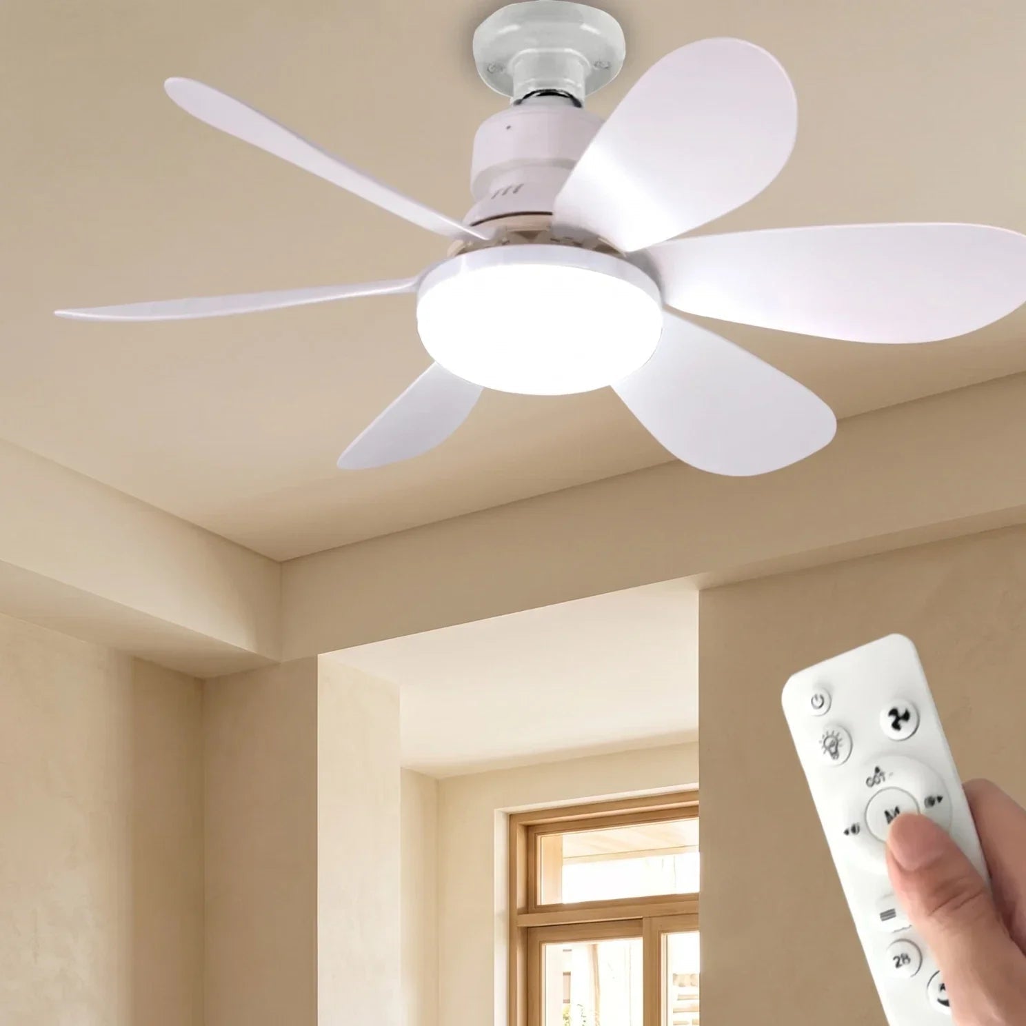 Deckenventilator mit LED-Licht, 3 Farbtemperaturen, Fernbedienung, 52 cm Durchmesser 0
