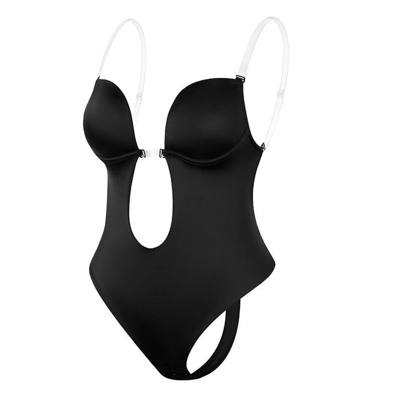Deep V Backless Body Shaper for Women - Seamless Slimming Bodysuit in Black and White 0