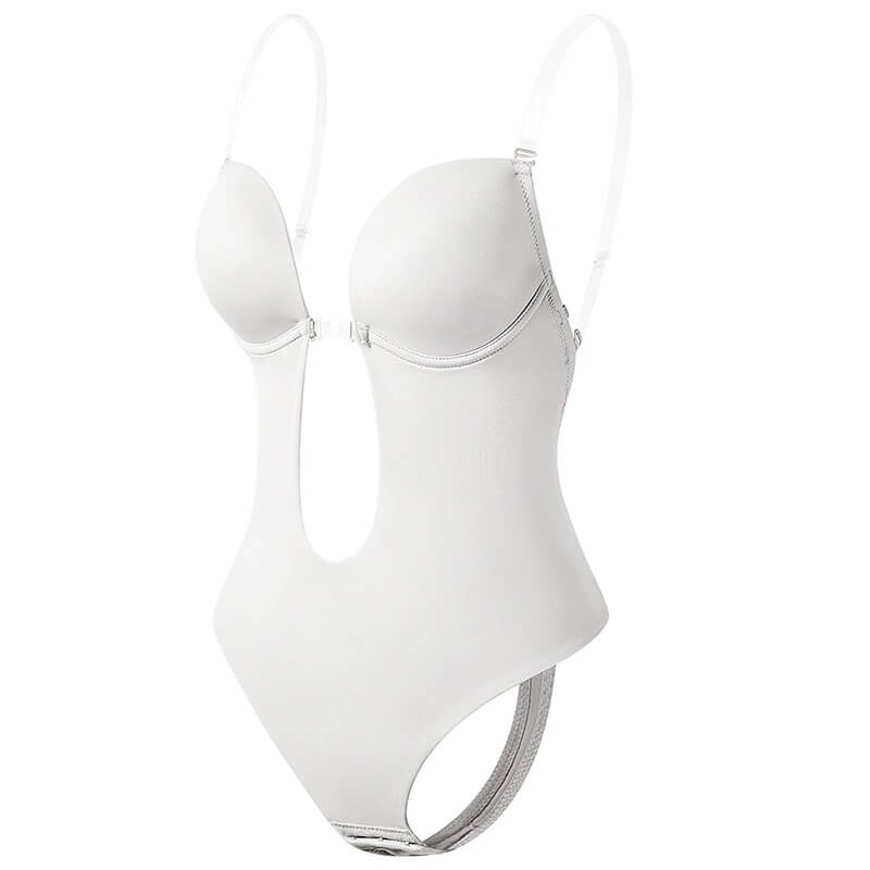 Deep V Backless Body Shaper for Women - Seamless Slimming Bodysuit in Black and White 3