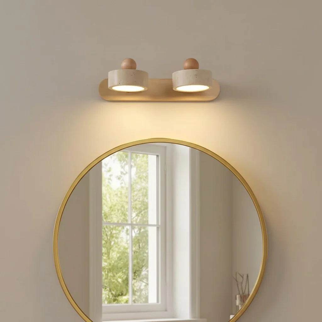 Dēmētēr Contemporary Natural LED Travertine Wood Wall Sconce 2