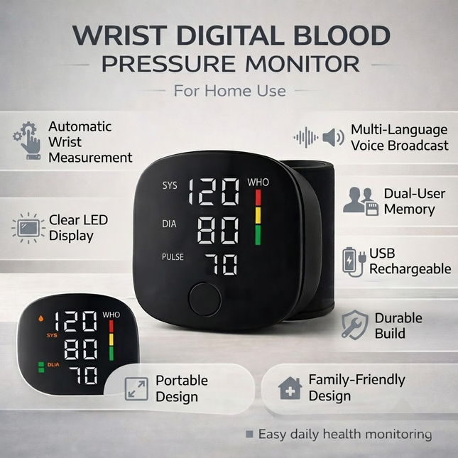 Digital Blood Pressure Monitor Wrist Automatic 1