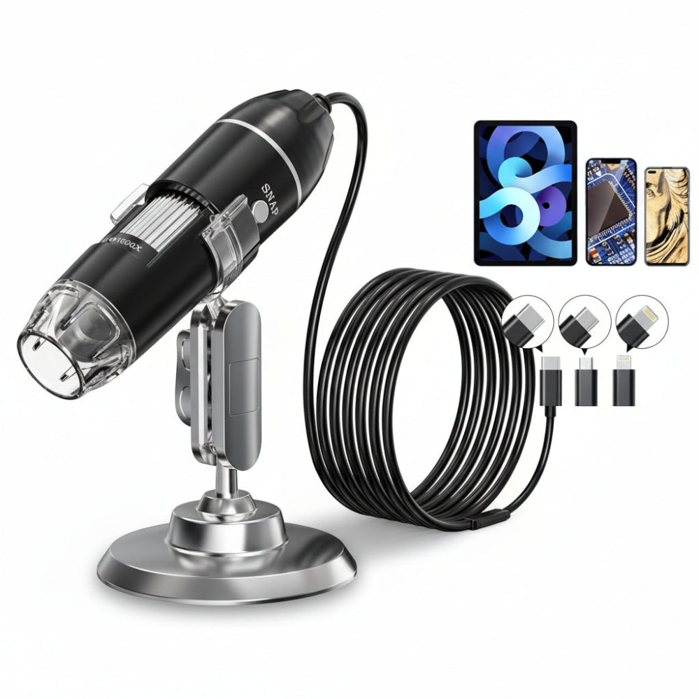 USB Digital Microscope – 1600x Handheld HD Magnifier Camera for Phones