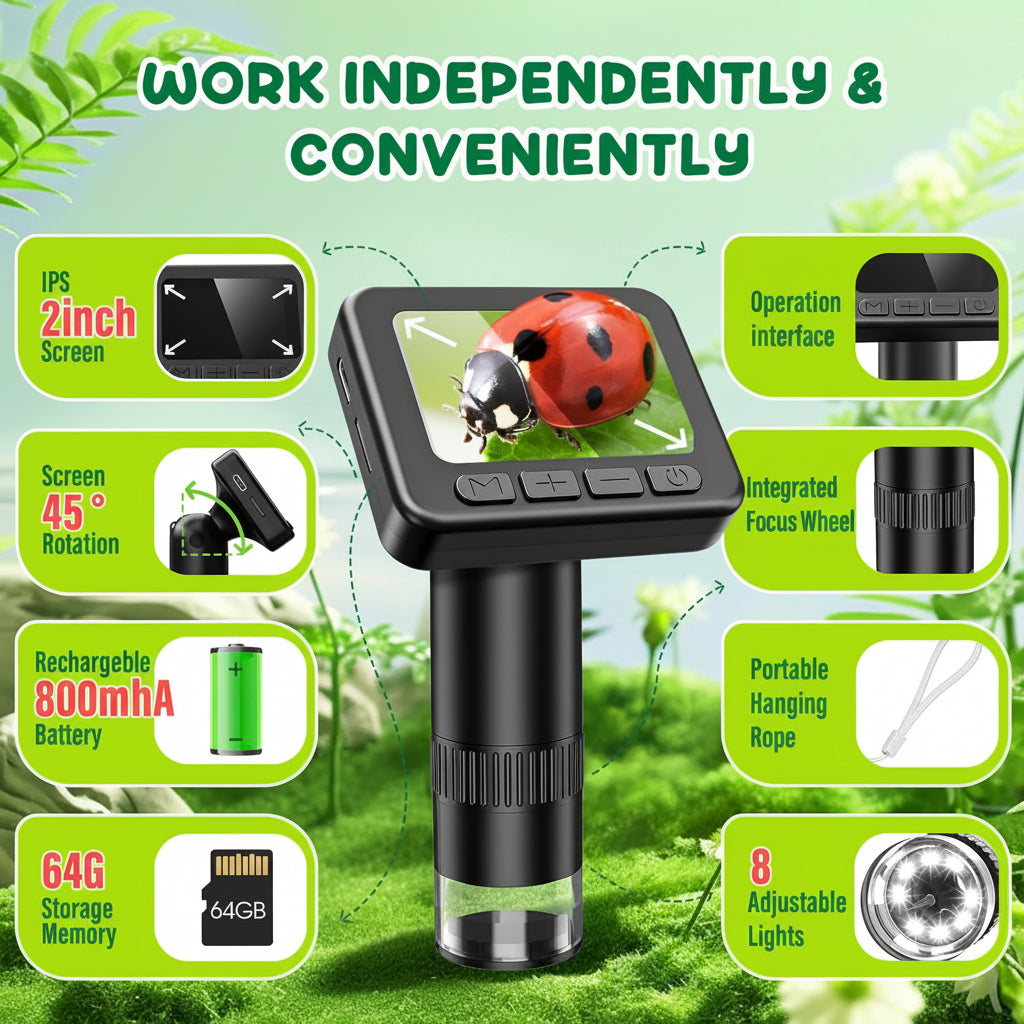 Digital Microscope Portable HD Screen Science Learning Camera 4