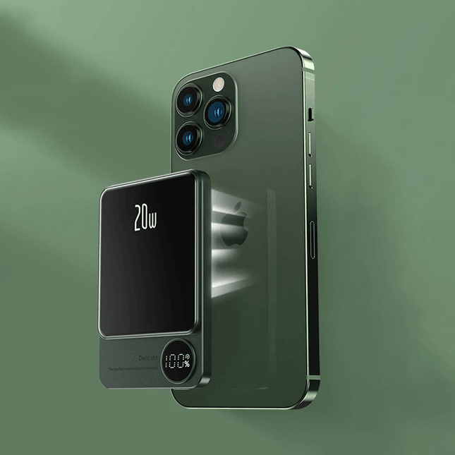 Magnetic Wireless Charger – Ultra-Slim 9 mm Design with 20W Fast Charging & LED Battery Display