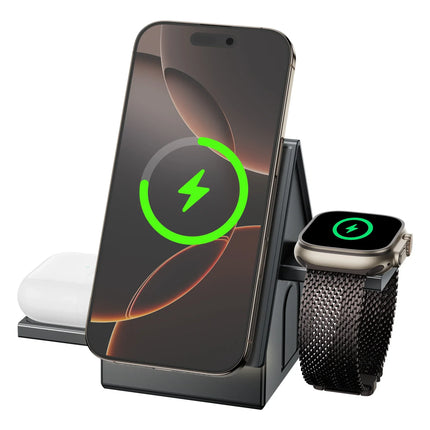 3-in-1 Wireless Charger – 15W Fast Charging, Touch Control & Multi-Device Compatibility