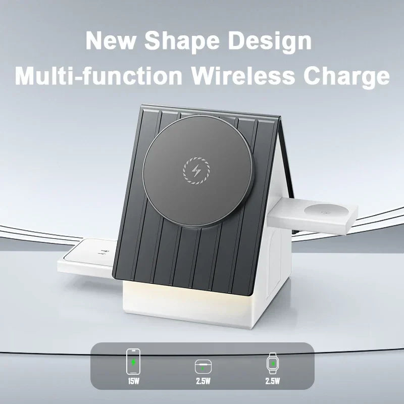 3-in-1 Wireless Charger – 15W Fast Charging, Touch Control & Multi-Device Compatibility