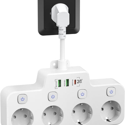 Rotating Power Strip – Wall-Mounted Extension with Independent Switches & USB Ports