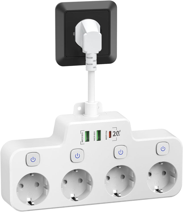 Rotating Power Strip – Wall-Mounted Extension with Independent Switches & USB Ports
