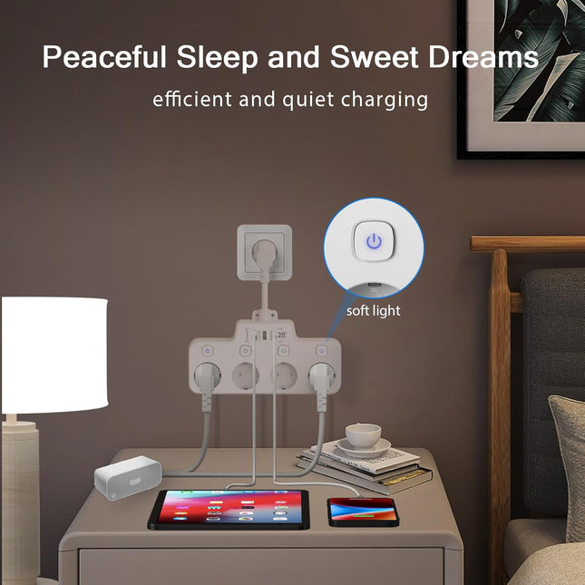 Rotating Power Strip – Wall-Mounted Extension with Independent Switches & USB Ports