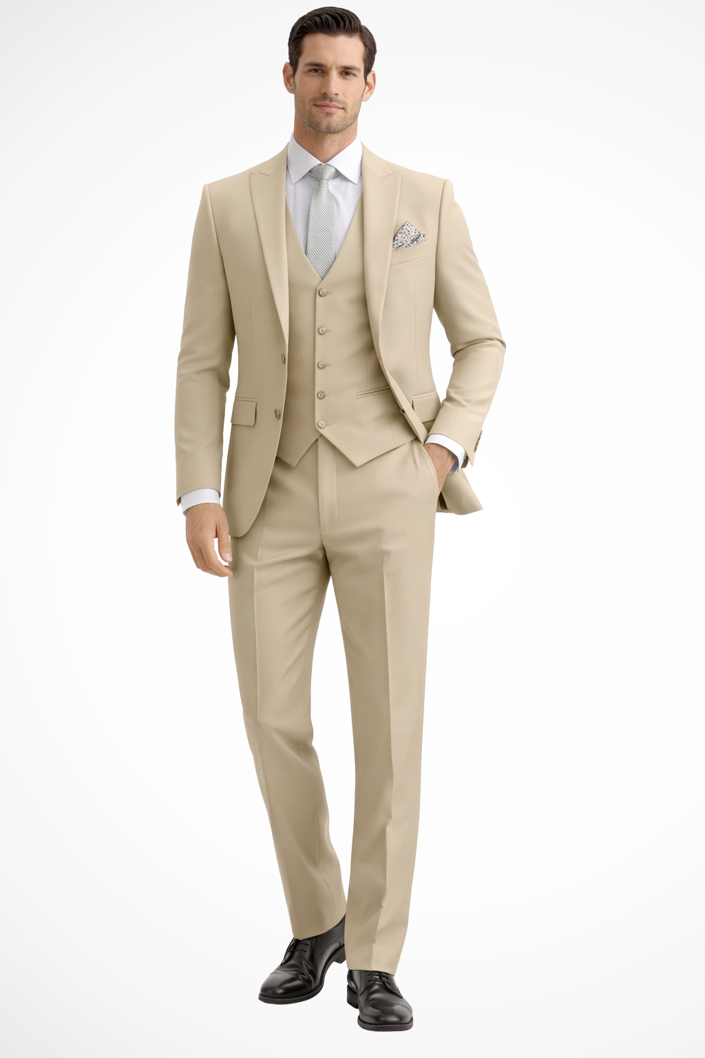 Driedelig Slim Fit Heren Pak met Reverskraag voor Bruiloften en Formele Gelegenheden 9
