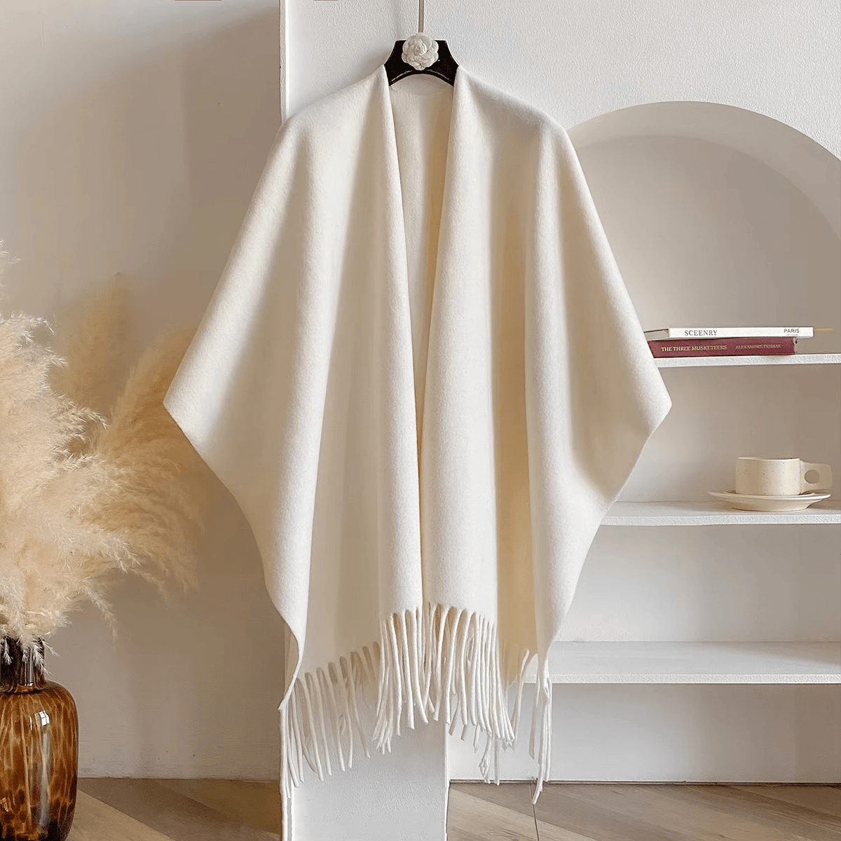 Dubbelzijdige Kasjmiermix Poncho voor Dames Luxe en Warm 0